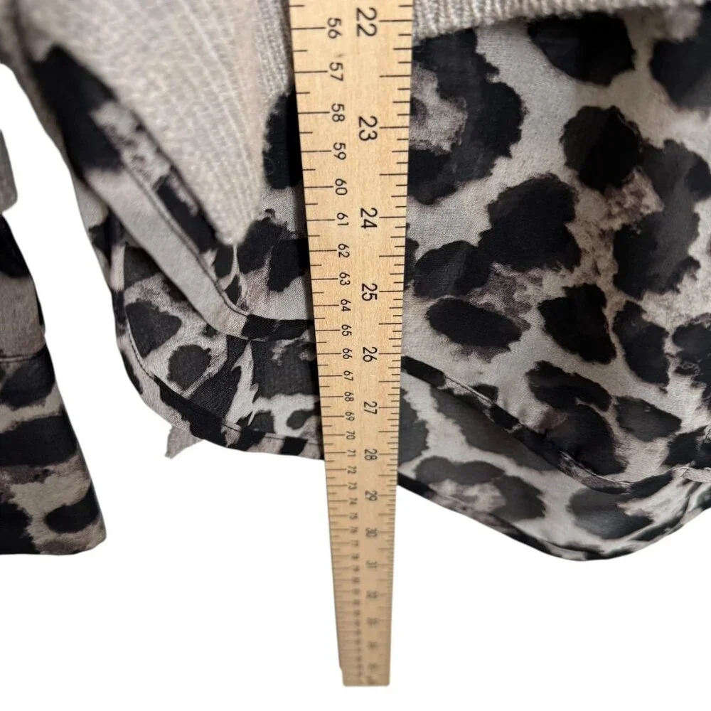 Brochu Walker The Looker Combo Sweater XS Gray Animal Print Wool Cashmere Preppy - Picture 9 of 11